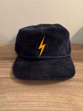 Aviator nation qNavy Corduroy Cap with Yellow Lightning Bolt